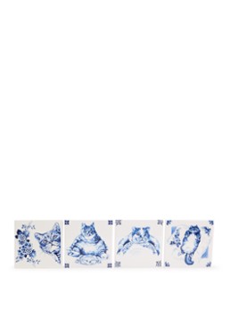 Heinen Delfts Blauw Onderzetters van kurk set van 4 Blauw - Deal