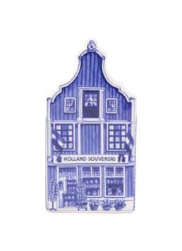 Heinen Delfts Blauw Holland Souvenirs Grachtenpand ornament 12,5 cm Blauw - Deal