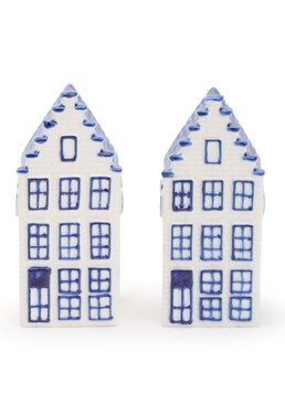 Heinen Delfts Blauw Grachtenhuisjes peper- en zoutstel 2-delig 9 cm Blauw - Deal
