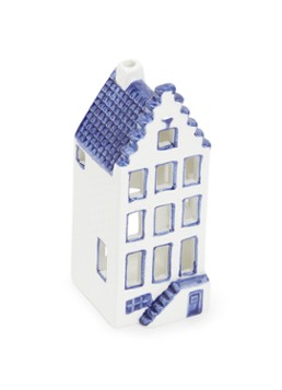 Heinen Delfts Blauw Amsterdam waxinelichthouder 14 cm Blauw - Deal