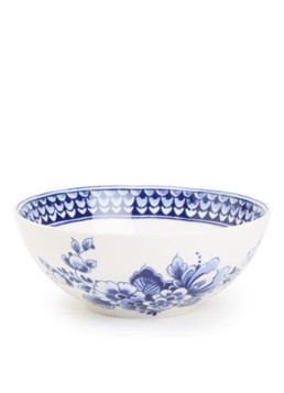 Heinen Delfts Blauw Paauw Blauw kom 14 cm Wit - Deal