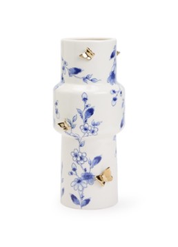 Heinen Delfts Blauw Vlindergoud 3D vaas 25 cm Blauw - Deal