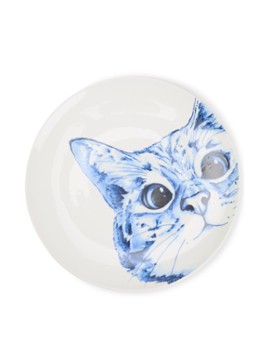 Heinen Delfts Blauw Poes wandbord decoratie 31 cm Blauw - Deal