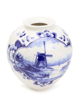 Heinen Delfts Blauw Molen vaas 20 cm Blauw - Deal