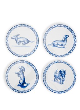 Heinen Delfts Blauw Teckel Nhaan onderzetter set van 4 Blauw - Deal