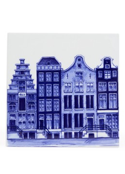 Heinen Delfts Blauw Grachtenpanden wandtegel 13 cm Blauw - Deal