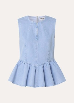Baum und Pferdgarten Dames Merja mouwloze top van denim met plooidetail in de kleur Indigo, maat: 40