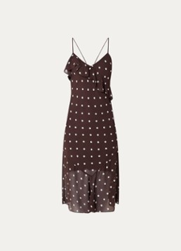 Baum und Pferdgarten Dames Allis midi jurk met stippenprint in de kleur Donkerbruin, maat: 38