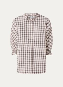 Baum und Pferdgarten Dames Margit blouse met ruitdessin en ruches in de kleur Creme, maat: 42
