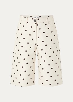 Baum und Pferdgarten Dames Nianne high waist wide fit korte broek met stippenprint in de kleur Creme, maat: 34