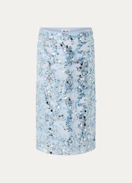 Baum und Pferdgarten Dames Shania midi rok van mesh met pailletten in de kleur Lichtblauw, maat: 42