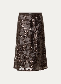 Baum und Pferdgarten Dames Shania midi rok met pailletten in de kleur Donkerbruin, maat: 40