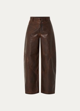 Baum und Pferdgarten Dames Napolen high waist wide fit broek van imitatieleer met steekzakken in de kleur Bruin, maat: 40