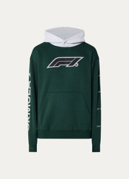 F1 Heren All Hands hoodie met logo- en backprint in de kleur Donkergroen, maat: XXL