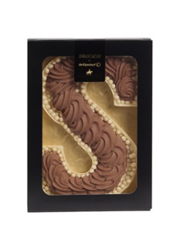 Urban Cacao Witte chocoladeletter met pralinévulling en parels 200 gram S - Deal