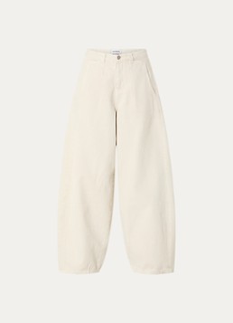 Damson Madder Dames Erika high waist balloon fit jeans met logo en steekzakken in de kleur Beige, maat: W32