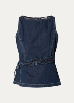 Damson Madder Dames Maxime top van denim met overslag in de kleur Indigo, maat: 34