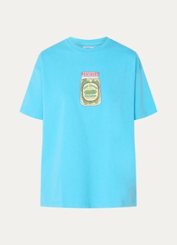 Damson Madder Dames Snack Plate T-shirt met front- en backprint in de kleur Blauw, maat: 36