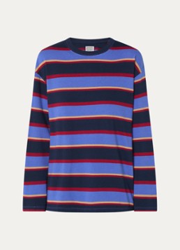 Damson Madder Dames Ali longsleeve met streepprint in de kleur Donkerblauw, maat: 40