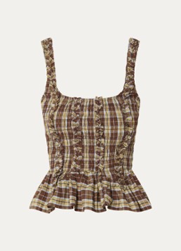 Damson Madder Dames Taphi top met ruitdessin in de kleur Bruin, maat: 36