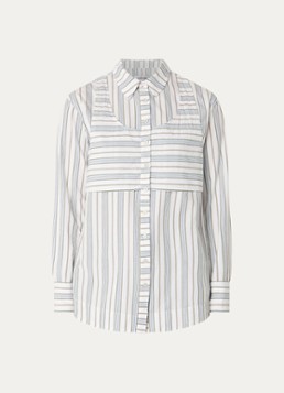 Damson Madder Dames Valeria oversized blouse met streepprint in de kleur Gebroken wit, maat: 34