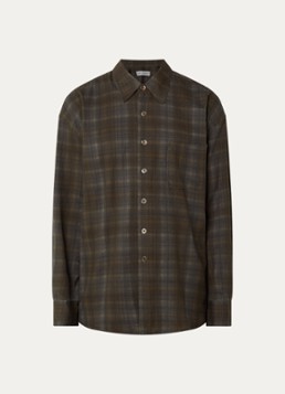 Our Legacy Heren Overshirt met ruitdessin en borstzak in de kleur Bronsgroen, maat: 50