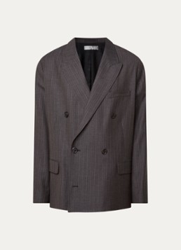 Our Legacy Heren Halt double-breasted regular fit colbert in scheerwolblend met streepprint in de kleur Grijs, maat: 52
