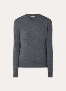 Ninepine Dames Fijngebreide trui van merino wol in de kleur Donkergrijs, maat: m
