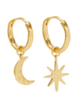 Ottoman Hands Dames Moon and Star oorringen verguld