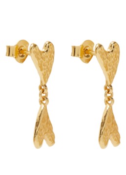Ottoman Hands Dames Double Heart oorstekers verguld