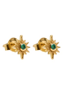 Ottoman Hands Dames Emerald Star oorknopjes verguld