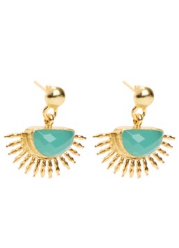 Ottoman Hands Dames Sunrise Aqua Chalcedony Drop Stud oorstekers verguld