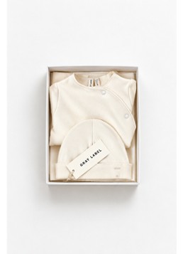 Gray Label Meisjes Babypak en muts in giftset in de kleur Ivoor, maat: NB=50