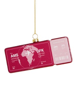 Yup in de Boom Boardingpass Amsterdam - New York kersthanger 1,5 cm Roze - Deal