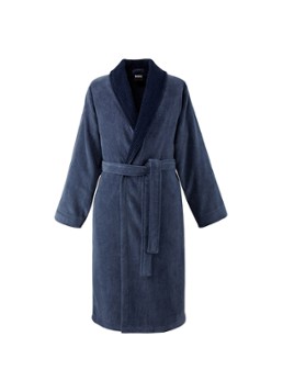 BOSS Heren Badjas met logoborduring in de kleur Donkerblauw