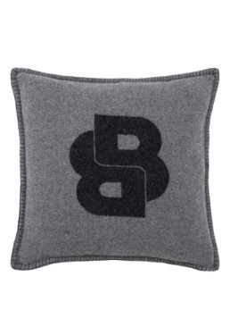 BOSS Signature sierkussenhoes in wolblend 45 x 45 cm Donkergrijs