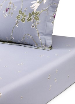 Yves Delorme Rameau hoeslaken 120T, hoekhoogte 35 cm Blauwgrijs - Deal