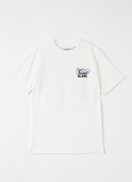 Saint Blanc Jongens Flower T-shirt met logo- en backprint in de kleur Gebroken wit, maat: 8J=128