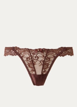 Lounge Dames Flutter string van kant in de kleur Bruin, maat: XL