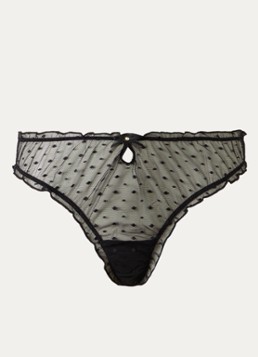 Lounge Dames Tanga van kant in de kleur Zwart, maat: S