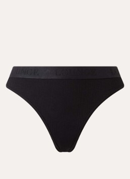 Lounge Dames Tanga met logoband in de kleur Zwart, maat: XS