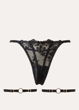Lounge Dames Arabelle string van mesh in de kleur Zwart, maat: XL