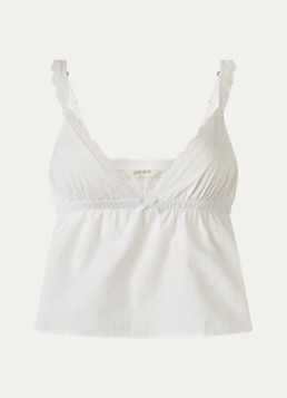 Lounge Dames Pyjamatop met kant in de kleur Gebroken wit, maat: M