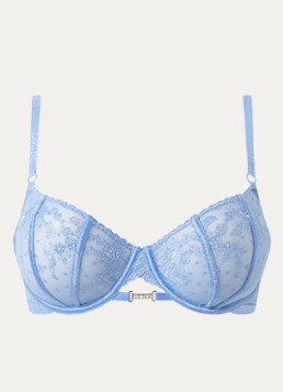 Lounge Dames Flirt balconette bh van mesh in de kleur Blauw, maat: B70