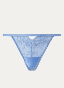 Lounge Dames Flirt string van mesh in de kleur Blauw, maat: S