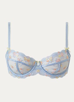 Lounge Dames Lyra beugel bh van mesh met bloemborduring in de kleur Lichtblauw, maat: E65