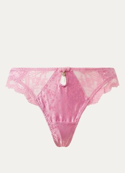 Lounge Dames Oriana string met jacquard dessin en mesh in de kleur Roze, maat: XS