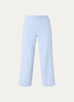 Lounge Dames Pointelle pyjamabroek met bloemenprint in de kleur Blauw, maat: XS