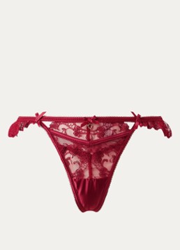 Lounge Dames Valentina string van mesh in de kleur Donkerrood, maat: S