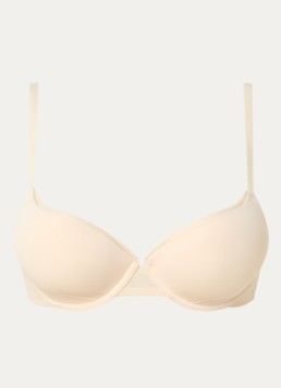 Lounge Dames Voorgevormde T-shirt bh met mesh en borduring in de kleur Creme, maat: B70